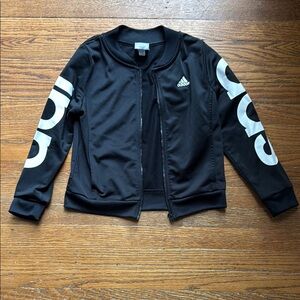 Adidas Black Jacket with White Sleeve Graphics